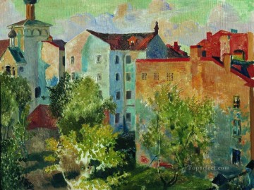 Vista desde la ventana 1926 Boris Mikhailovich Kustodiev escenas de la ciudad del paisaje urbano Pinturas al óleo
